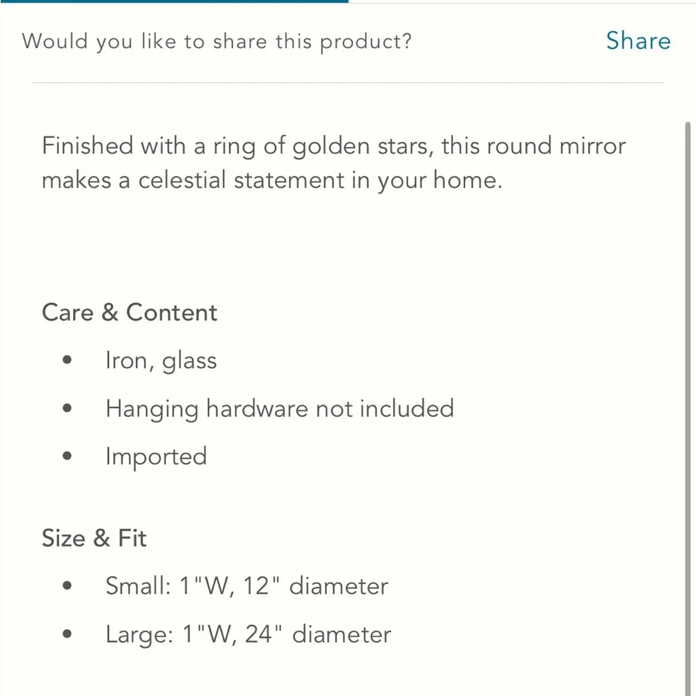 12” Starry Crown Mirror (small) * - Picture 7 of 13